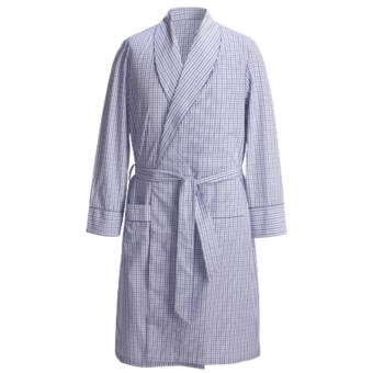 Savile Collection by Derek Rose Robe - Cotton (For Men) in Blue/Navy Check
