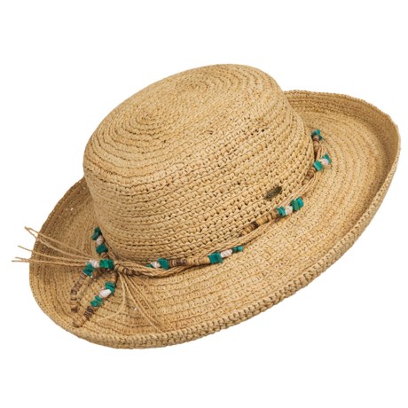 Scala Crocheted Raffia Upturn Hat For Women
