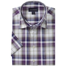 Scott Barber Charles Multi-Check Shirt - Short Sleeve (For Men) in Plum/White/Beige - Closeouts