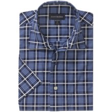 Scott Barber Cotton Camp Shirt - Short Sleeve (For Men) in White/Navy/Blue Plaid - Closeouts