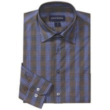 Scott Barber Fancy Check Spread Collar Sport Shirt - Long Sleeve (For Men) in Blue/Brown/Navy - Closeouts