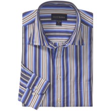 Scott Barber Hadley Fancy Stripe Sport Shirt - Spread Collar, Long Sleeve (For Men) in White/Tan/Blue Stripe - Closeouts