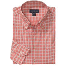 Scott Barber James Dobby Check Sport Shirt - Cotton, Long Sleeve (For Men) in Coral/Brown - Closeouts