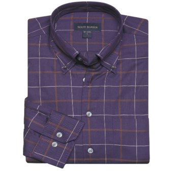 Scott Barber James Fancy Check Sport Shirt - Long Sleeve (For Men) in Violet/Tan/White