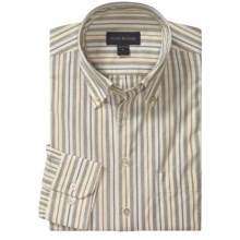 Scott Barber James Garment-Washed Sport Shirt - Cotton, Long Sleeve (For Men) in Cream/Purple/Beige Stripe - Closeouts