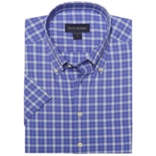 Scott Barber James Multi-Check Shirt - Button-Down Collar, Cotton Dobby, Short Sleeve (For Men) in Blue/Cream - Closeouts