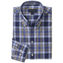 Scott Barber James Plaid Sport Shirt - Long Sleeve (For Men) in Navy/Blue/Yellow - Closeouts