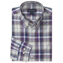 Scott Barber James Traditional Check Sport Shirt - Long Sleeve (For Men) in Plum/White/Beige - Closeouts