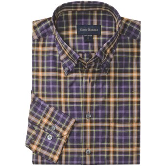 Scott Barber Melange Check Sport Shirt - Cotton, Long Sleeve (For Men) in Purple/Orange/Lime
