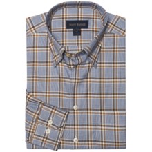 Scott Barber Spring Andrew Plaid Sport Shirt - Long Sleeve (For Men) in Navy/Brown - Closeouts