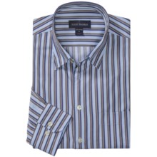 Scott Barber Spring Andrew Stripe Sport Shirt - Long Sleeve (For Men) in Lt Blue/Navy/Brown - Closeouts