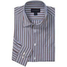 Scott Barber Spring Christopher Track Stripe Sport Shirt - Spread Collar, Long Sleeve (For Men) in Brown/Blue - Closeouts