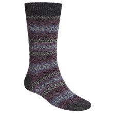 Scott Nichol by Pantherella Fair Isle Norwegian Weave Socks - Wool-Cashmere Blend (For Men) in Black/Grey/Cranberry Combo - Closeouts
