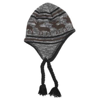 Screamer Caribou Hat - Fleece Lining, Ear Flaps (For Men and Women) in Black/Chocolate