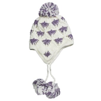 Screamer London Beanie Hat - Ear Flaps, Fleece Lining (For Women) in White/Purple