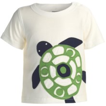 Screenprinted Cotton Jersey T-Shirt - Crew Neck, Short Sleeve (For Infant Boys) in Cream Turtle - Closeouts