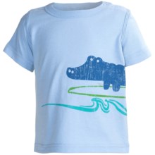 Screenprinted Cotton Jersey T-Shirt - Crew Neck, Short Sleeve (For Infant Boys) in Light Blue Alligator - Closeouts