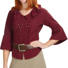 Scully Butterfly Girl Shirt - 3/4 Sleeve (For Women) in Burgandy - Closeouts