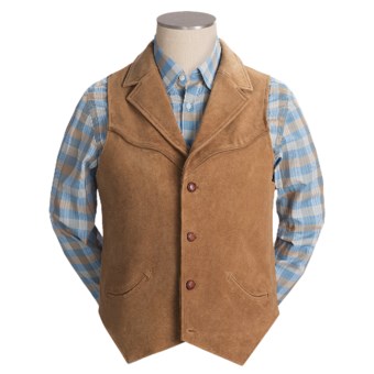 Scully Calf Suede Lapel Vest (For Men) in Rust