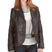 Scully Contrast Stitch Plonge Jacket - Leather (For Women) in Brown - Closeouts