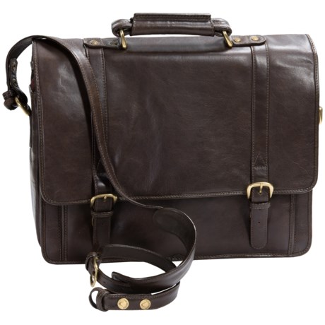 Scully Hidesign Hand Stained Calf Leather Laptop Briefcase Double Buckle