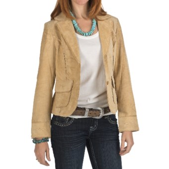 Scully Lace Trim Boar Suede Blazer (For Women) in Chamois