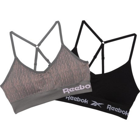 Reebok Seamless Bralette - 2-Pack (For Women) - BRIDAL ROSE SPACEDYE STRIPE/BLACK (XL )