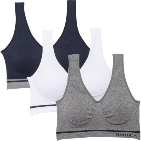 Nautica Seamless Lounge Wire-Free Bra - 3-Pack (For Women) - MEDIUM HEATHER GREY/WHITE/NOCTURNAL NAVY (1X )