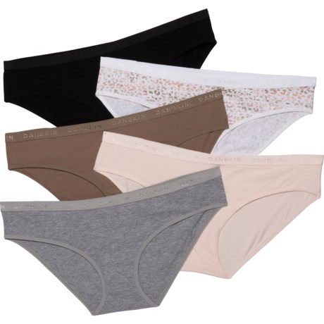 Danskin Seamless Panties - 5-Pack, Bikini (For Women) - DS CHEETAH STRIPE TEXTURE PRESSED PETAL/COTTONWOOD (L )