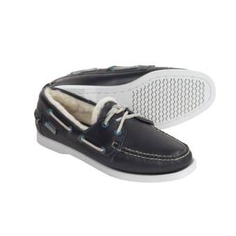 Sebago Cove Boat Shoes - Premium Shearling Lining (For Women) in Denim Blue