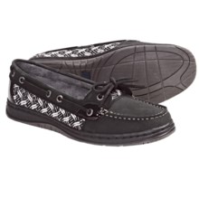 Sebago Sands One-Eye Boat Shoes -Leather (For Women) in Black Herringbone - Closeouts