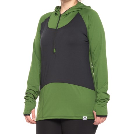 Corbeaux Seeker Base Layer Hoodie - Zip Neck (For Women) - GARDEN GREEN (L )