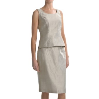 Shantung Sleeveless Shell and Skirt Set - 2-Piece (For Women) in Champagne