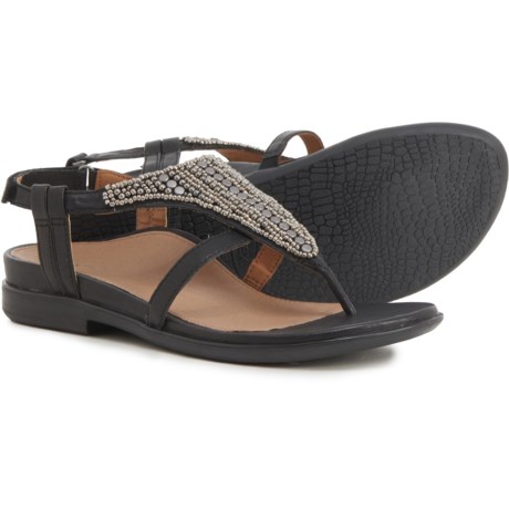 Aetrex Sheila Beaded Leather Sandals (For Women) - BLACK/BLACK (38 )
