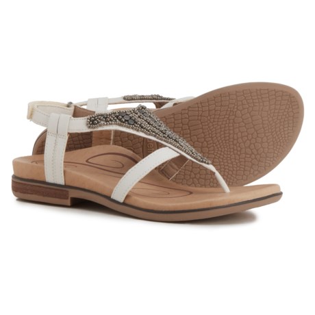 Aetrex Sheila Beaded Leather Sandals (For Women) - WHITE/NATURAL (38 )