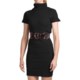 She’s Cool Belted Sweater Dress - Turtleneck, Short Sleeve (For Women)