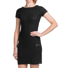 She’s Cool Cable-Knit Sweater Dress - Short Sleeve (For Women) in Black - Closeouts