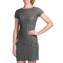 She’s Cool Cable-Knit Sweater Dress - Short Sleeve (For Women) in Grey - Closeouts
