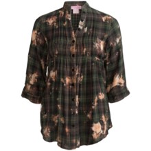 She’s Cool Garment-Dyed Tunic Shirt - Mandarin Collar, 3/4 Sleeve (For Women) in 2285 Olive - Closeouts