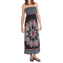 She’s Cool Maxi ITY Knit Dress - Strapless (For Women) in Black/Red/Teal - Closeouts