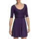 She’s Cool Striped Skater Dress - Belted, 3/4 Sleeve (For Women)
