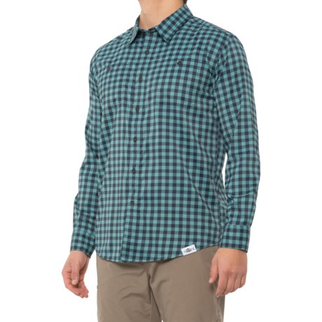 Rep Your Water Side Channel Fishing Shirt - UPF 50+ (For Men) - NAVY/TURQUOISE (M )