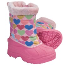 Side Zip Trimmed Hearts Snow Boots (For Toddler and Kid Girls) in Pink/Hearts - Closeouts
