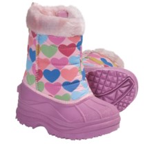 Side Zip Trimmed Hearts Snow Boots (For Toddler and Kid Girls) in Purple/Hearts - Closeouts