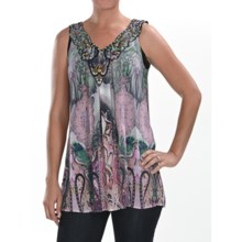 Sienna Rose Georgette Tank Top - Embellished (For Women) in Paisley Shamrock - Closeouts