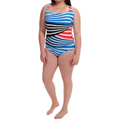 Silver by Gottex Striped One Piece Swimsuit (For Plus Size Women)