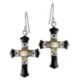 Silver Express Cross Earrings - Sterling Silver and Black-Yellow Shell