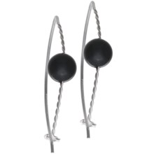 Silver Express Twisted Wire and Bead Earrings - Sterling Silver in Sterling Silver/Onyx - Closeouts