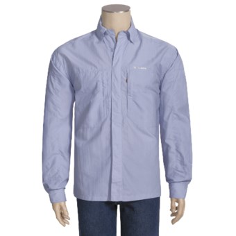 Simms Flyaway Fishing UPF 30 Shirt - No Fly Zone Insect Repellent, Long Sleeve (For Men) in Blue