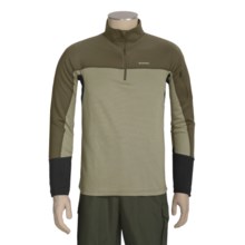 Simms Rivertek Base Layer Top - Polartec® Power Dry®, UPF 40+, Zip Neck (For Men) in Brown/Moss - Closeouts